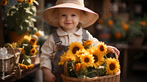 Cute little child in a sunn...
