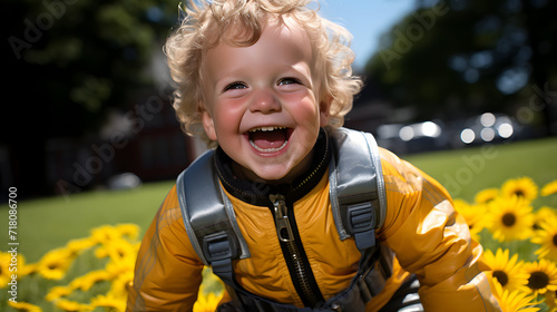 Cute little child in a sunn...