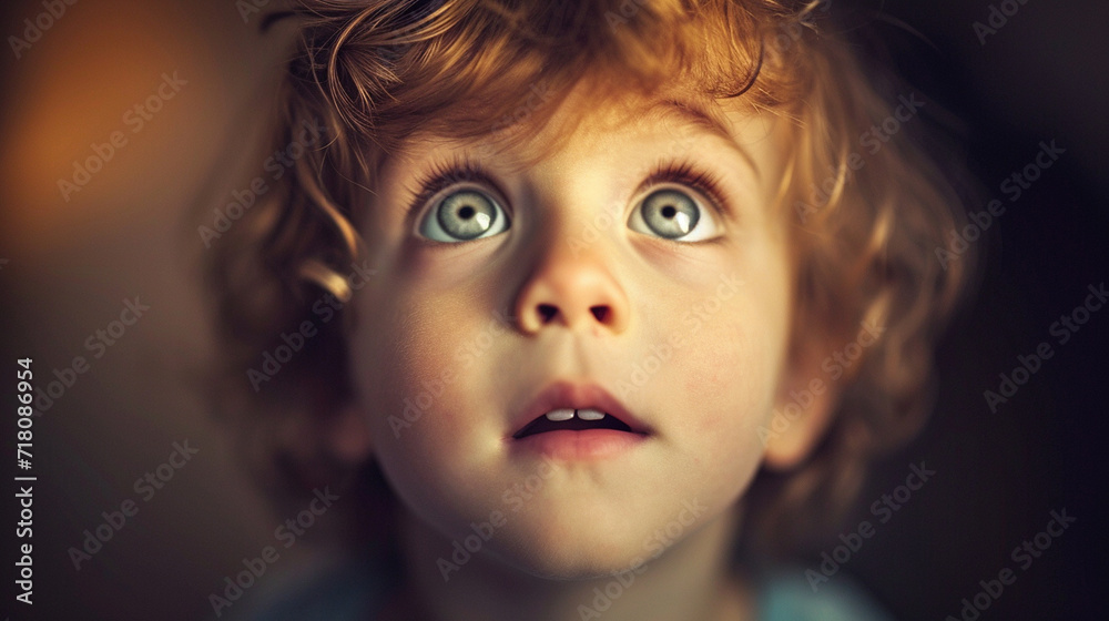 Candid shot of a child's innocent and curious expression, capturing the wonder and joy in their eyes, remarkable faces, child portrait, hd, candid with copy space Candid shot of a child's innocent and curious expression, capturing the wonder and joy in their eyes, remarkable faces, child portrait, hd, candid with copy space