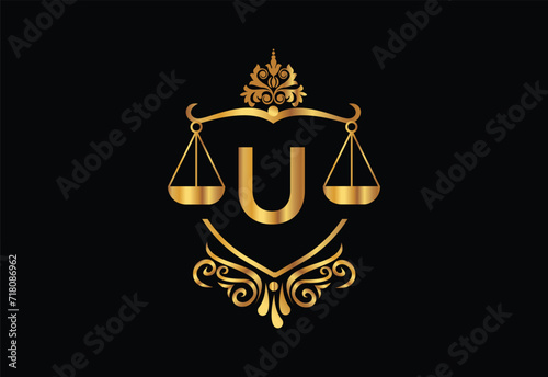 Low firm logo with latter U vector template, Justice logo, Equality, judgement logo vector illustration