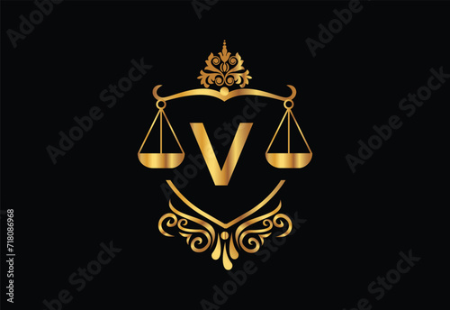 Low firm logo with latter V vector template, Justice logo, Equality, judgement logo vector illustration