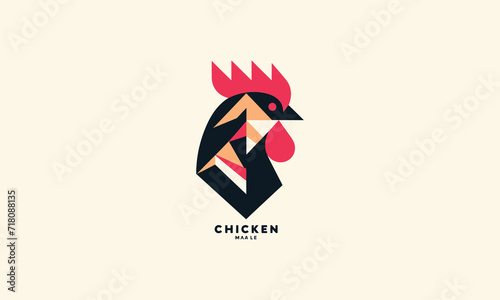 minimalistic geometric rooster vector logo 