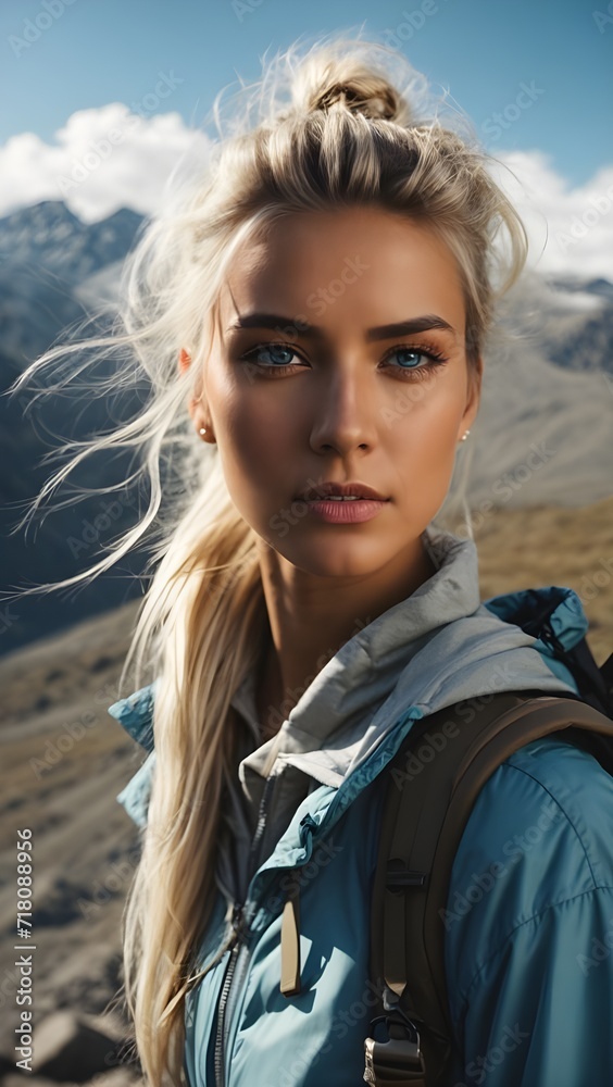 Traveler woman in mountains Traveler woman in mountains