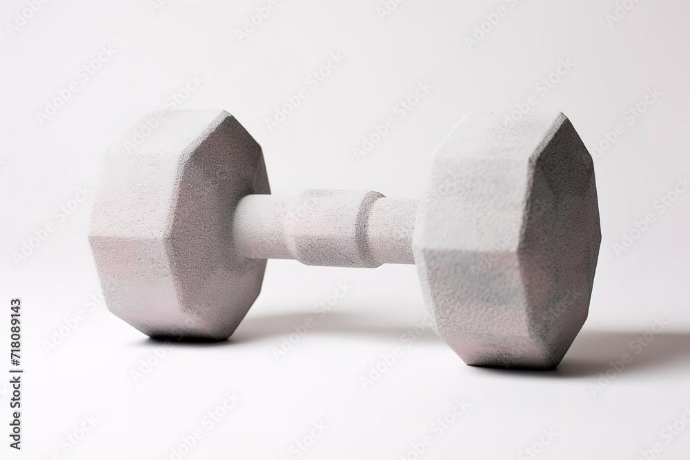 Silver dumbbells in photo on gray Background. generative AI Silver dumbbells in photo on gray Background. generative AI