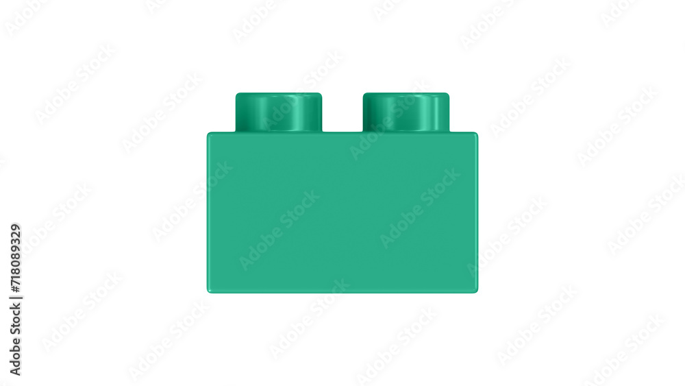 Jungle Green Block Isolated on a White Background. Close Up View of a Plastic Children Game Brick for Constructors, Side View. High Quality 3D Render with a Work Path. 8K Ultra HD, 7680x4320 Jungle Green Block Isolated on a White Background. Close Up View of a Plastic Children Game Brick for Constructors, Side View. High Quality 3D Render with a Work Path. 8K Ultra HD, 7680x4320