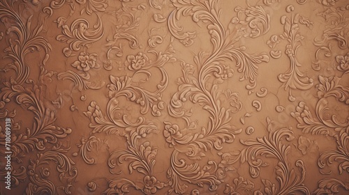 A rich vintage retro pattern is featured in the interior of an old wall with a brown vintage pattern.