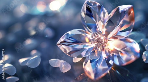 Crystal Flower on Reflective Surface