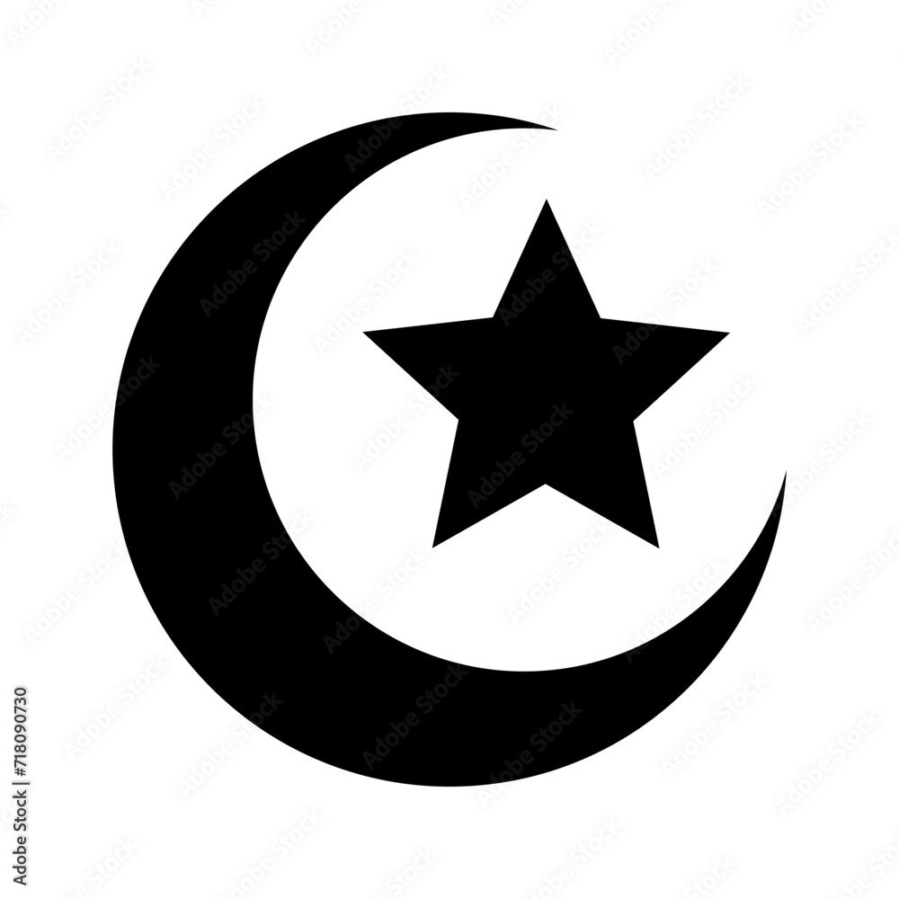 crescent moon and star vector icon crescent moon and star vector icon