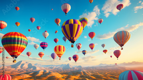 colorful hot air balloons in the blue sky