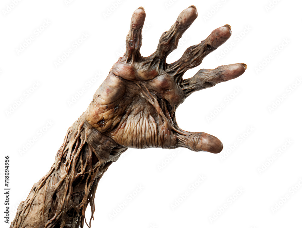 Zombie Hand, isolated on a transparent or white background