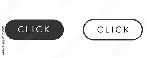 Click here web buttons with hand cursor. Click button.