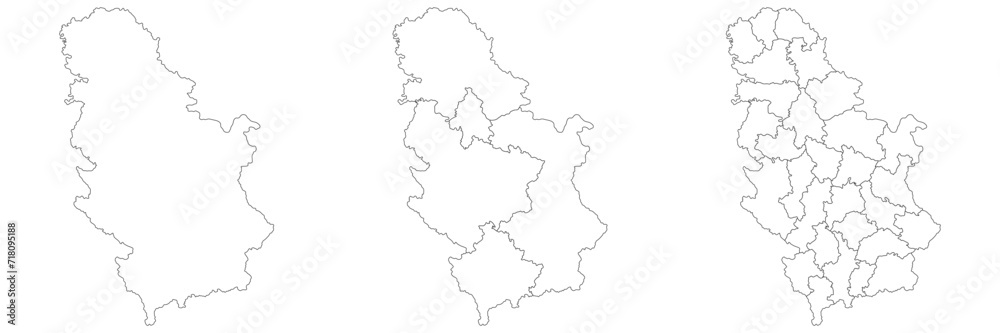 Serbia map. Map of Serbia in white set