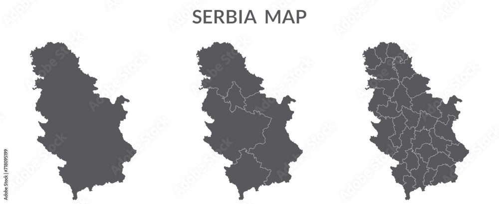 Serbia map. Map of Serbia in grey set