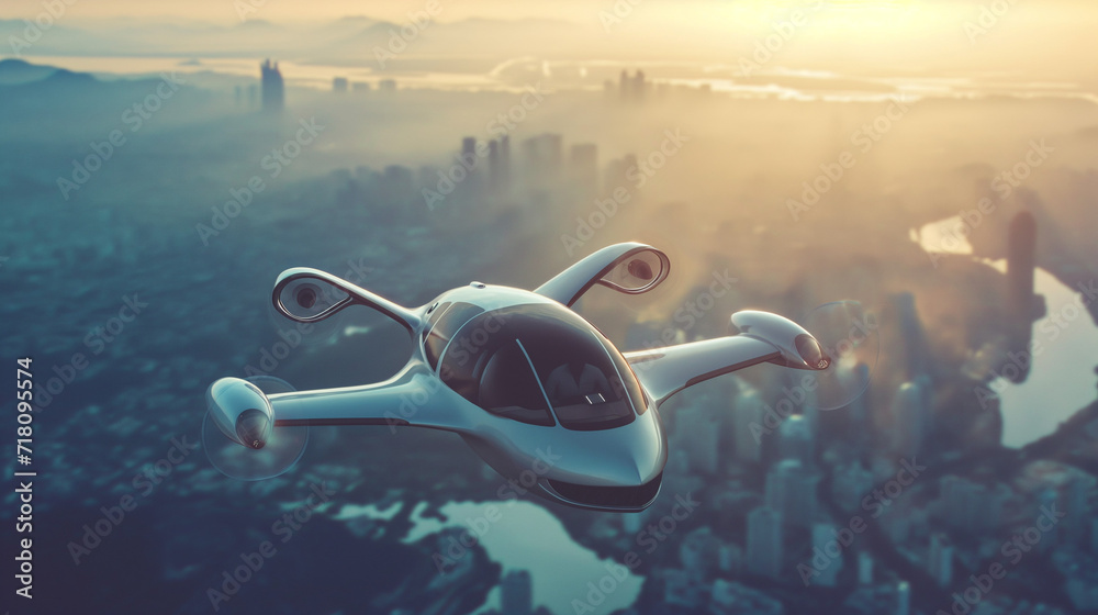 Flugtaxi Drohne am Boden und in der Luft für autonomes nachhaltiges Fliegen in der Zukunft Generative AI Flugtaxi Drohne am Boden und in der Luft für autonomes nachhaltiges Fliegen in der Zukunft Generative AI
