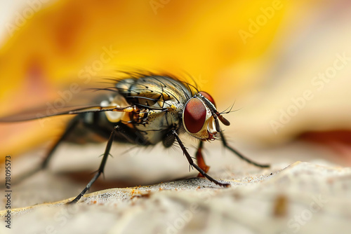a closeup macro shot of a small tiny fly insect. © arhendrix
