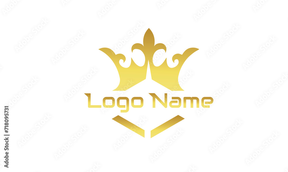 Premium style abstract gold crown logo symbol. Royal king icon. Modern ...