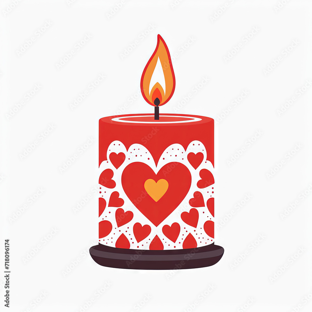 San Valentine candle icon with love - Generated by Generative AI San Valentine candle icon with love - Generated by Generative AI