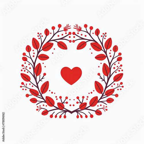 San Valentine round garland heart icon with love - Generated by Generative AI