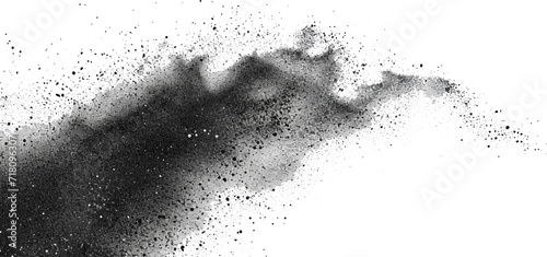 Charcoal splashes, black dotwork grain texture, abstract stipple sand effect photo