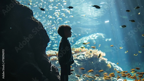 Aquatic Wonderland: A Young Observer in Awe, generative ai