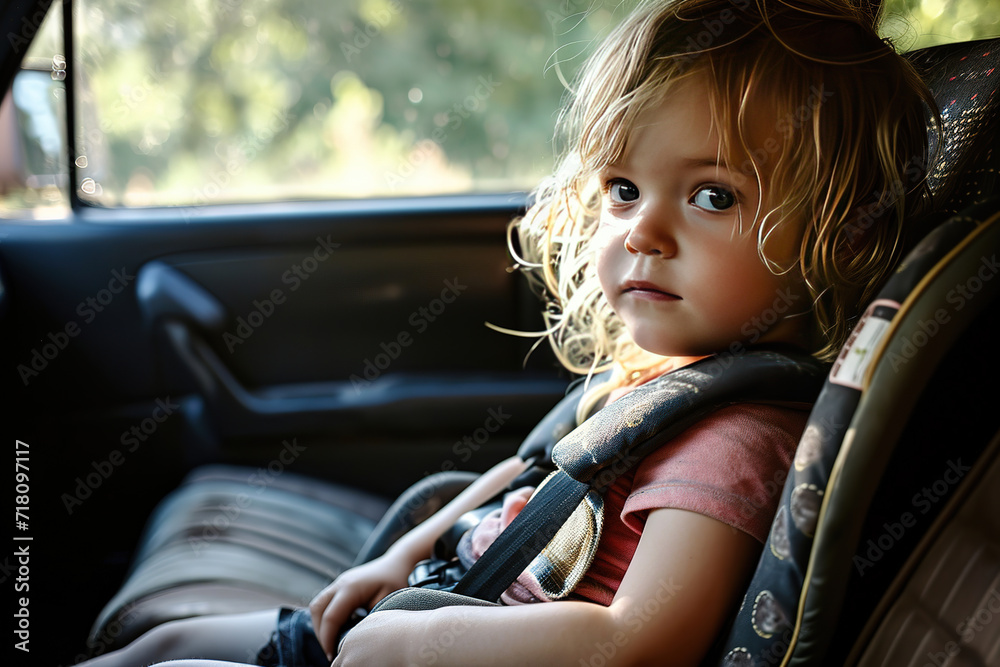 © arhendrix - a candid photo of a cute young little blonde white caucasian american kid sitting in the child seat in the family car. © arhendrix - a candid photo of a cute young little blonde white caucasian american kid sitting in the child seat in the family car.