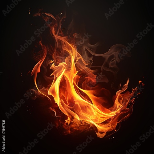 A burning fire on a black Background. generative AI