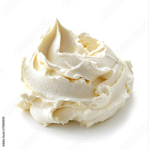 Delicious cream cheese top view  isolated on white background