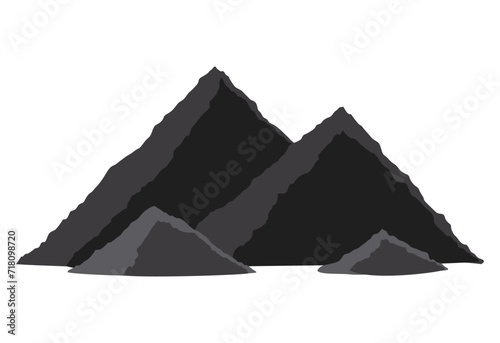 Coal pile from mining plant. Industrial coal for power station, fossil fuel. Vector illustration isolated on white background © designer_things