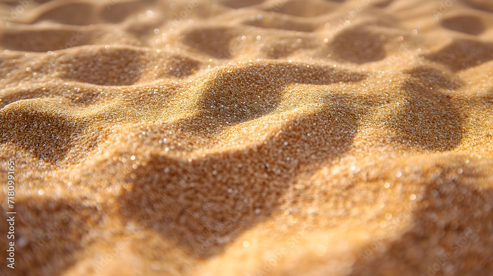 Close-up of sunlit golden sand dunes with rippling patterns Close-up of sunlit golden sand dunes with rippling patterns