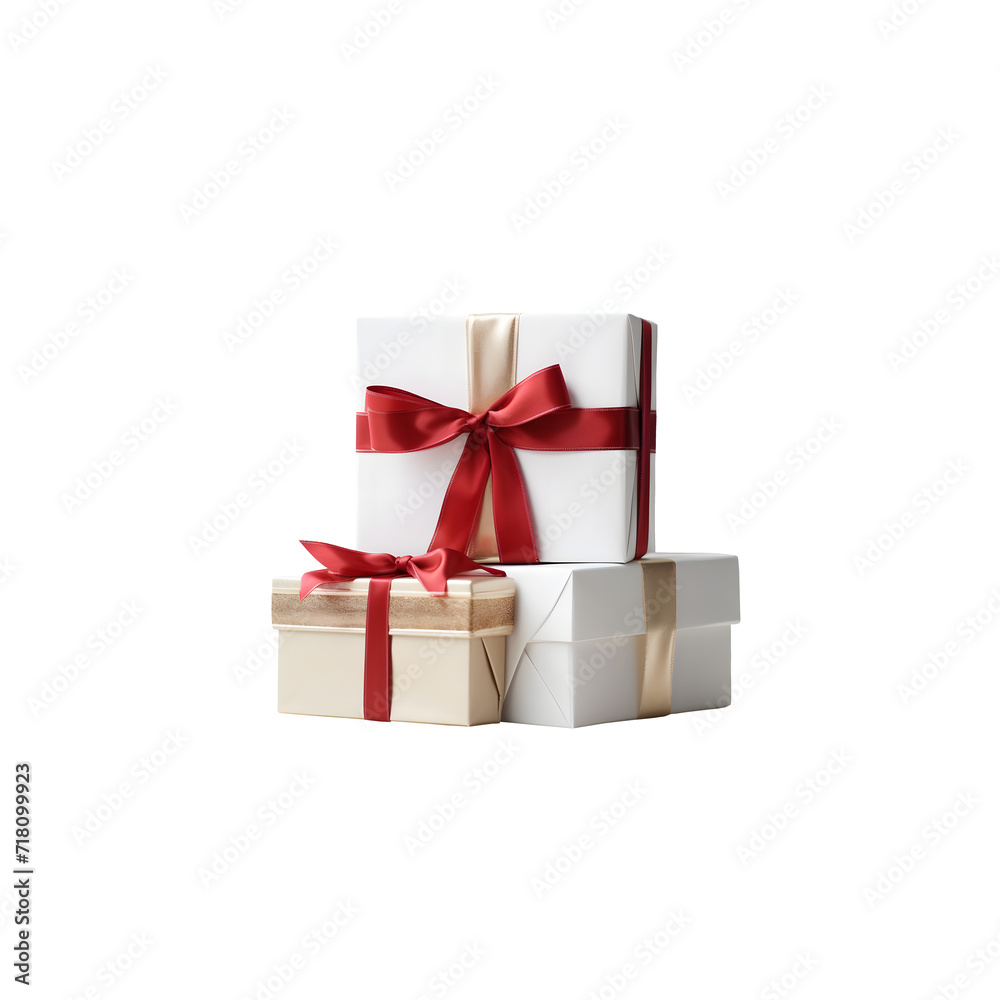 Holiday gift white box set with red bow PNG Holiday gift white box set with red bow PNG