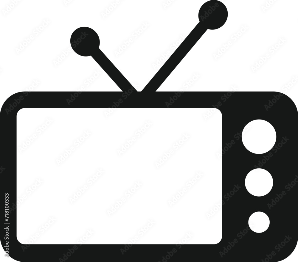 Old Analog Television TV Set With Antennae TV Box Icon Flat Graphic Design Old Analog Television TV Set With Antennae TV Box Icon Flat Graphic Design