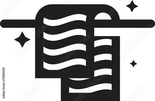 Coathanger with Towel Icons - Multi Series hanging towel isolated on white background. Outline hand drawn doodle sketch