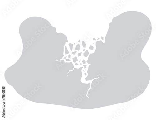 Decorative design symbol that illustrates conflict. Colorful grunge shape decoration. Vector illusration