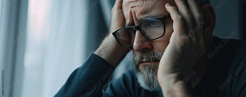 A Man With Beard and Glasses Observing Something With Intense Focus