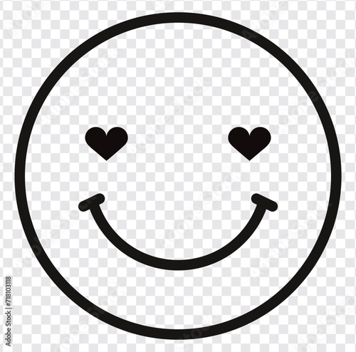 Happy smiley face or emoticon line art icon for apps and websites