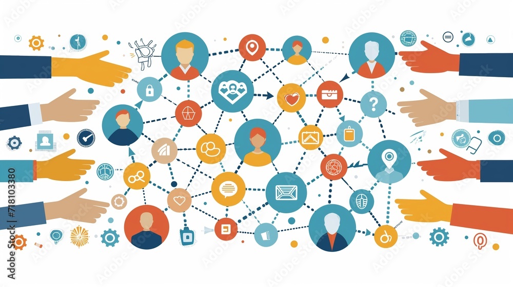 Diverse Network of Professional Connections and Social Media Icons Diverse Network of Professional Connections and Social Media Icons