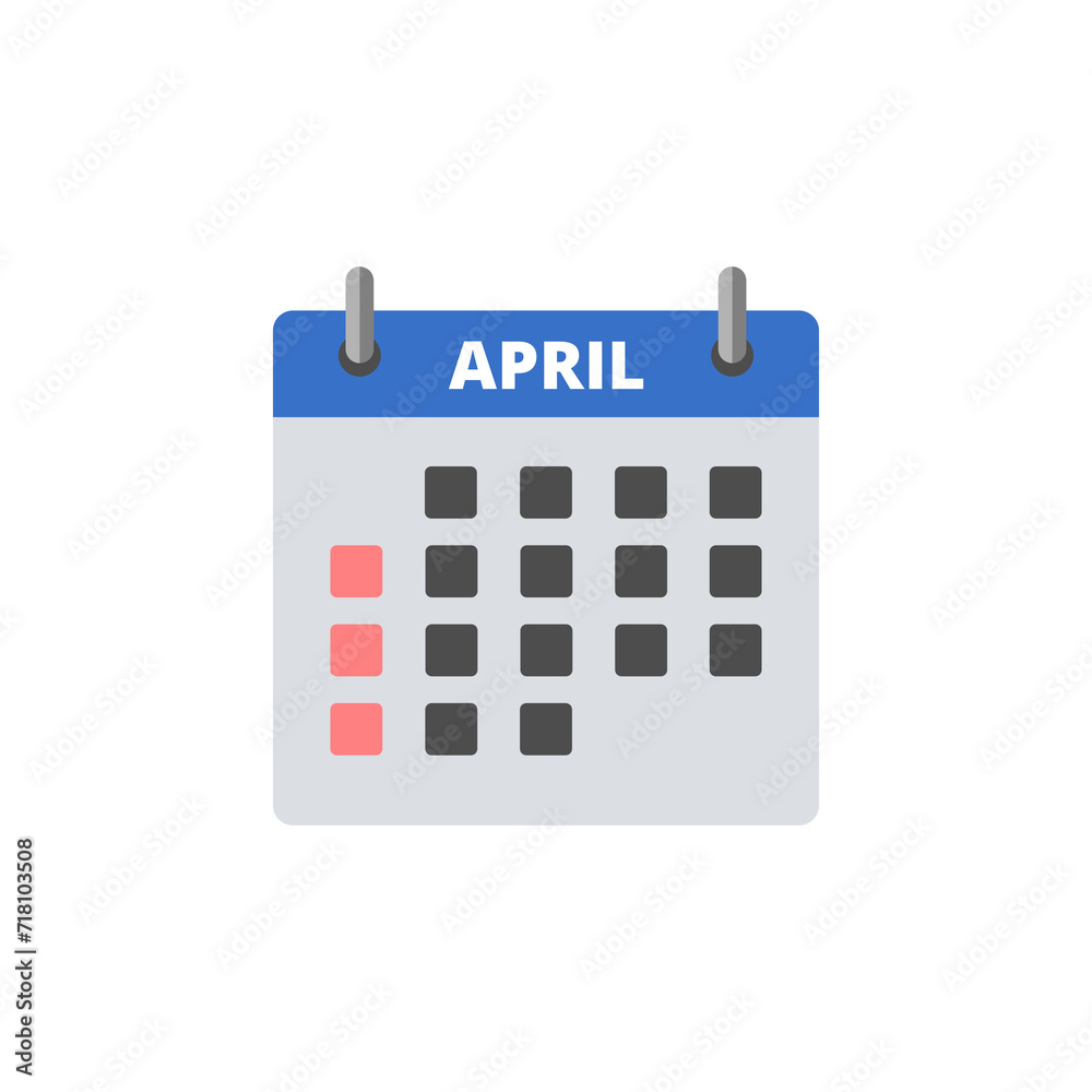 Calendar April icon isolated on transparent background Calendar April icon isolated on transparent background