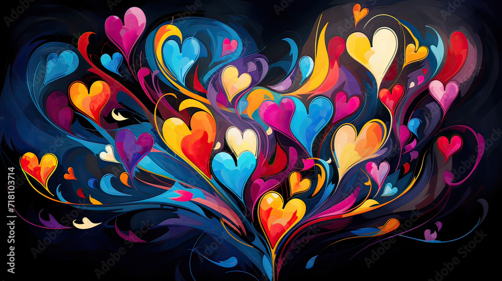 Colorful Hearts Abstract Elegance Background Ai Generative