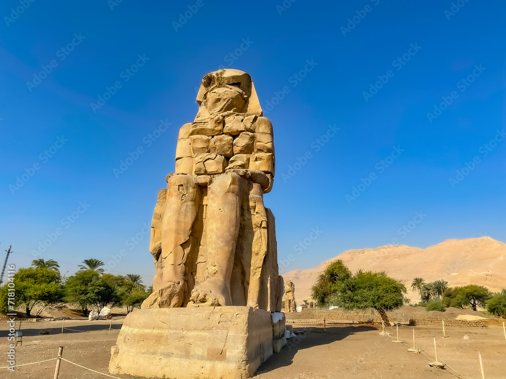 Colossi of Memnon, two massive stone statues representing the pharaoh, Luxor, Egypt