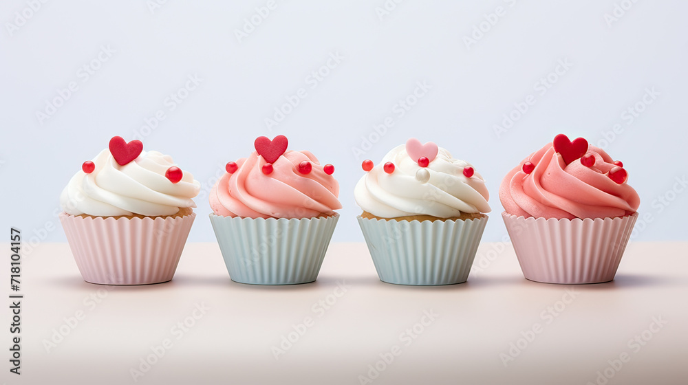Whimsical Minimalist Love Cupcakes Delicate Harmony Background Ai Generative