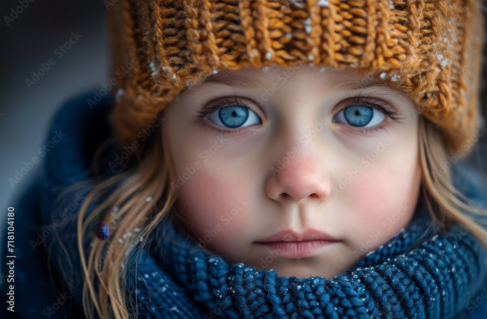 A cherubic toddler with rosy cheeks wearing a knit cap gazes up at the camera, radiating innocence and warmth A cherubic toddler with rosy cheeks wearing a knit cap gazes up at the camera, radiating innocence and warmth