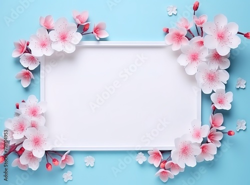 An empty frame with floral decorations on the side