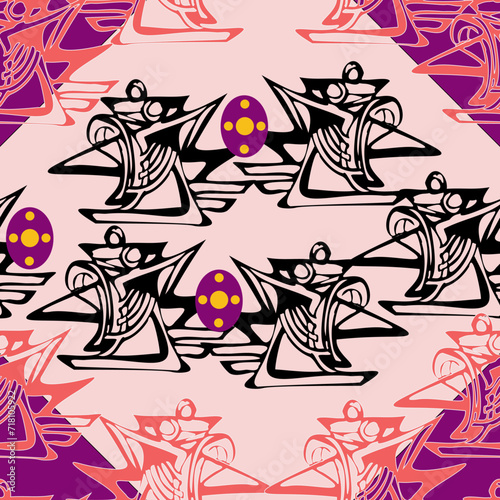 seamless pattern - Spartans with spears and shields.