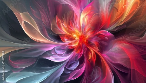 Whirling Abstract Floral Design in Vivid Tones