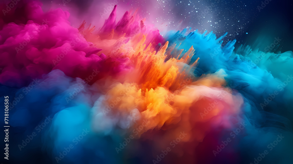 Obraz premium Dust explosion Holi background, indian traditional festival