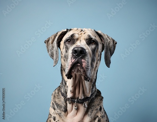 Great Dane DogIsolated on blue pastel background photo