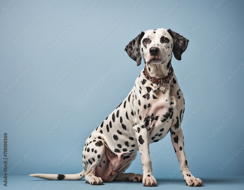 Dalmatian dog Isolated on blue pastel background
