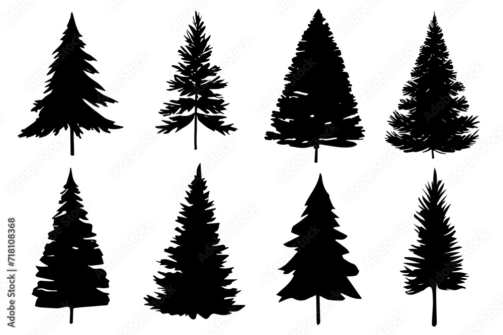 Obraz premium Black Christmas tree silhouette on the white background