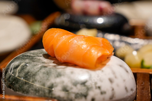 Foto Fresh salmon sashimi prepared deliciously