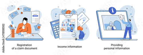 Claim vector illustration. Secure your financial future by organizing your claim paperwork with precision Simplify claim process with organized financial schedule and clear paperwork Turn claim